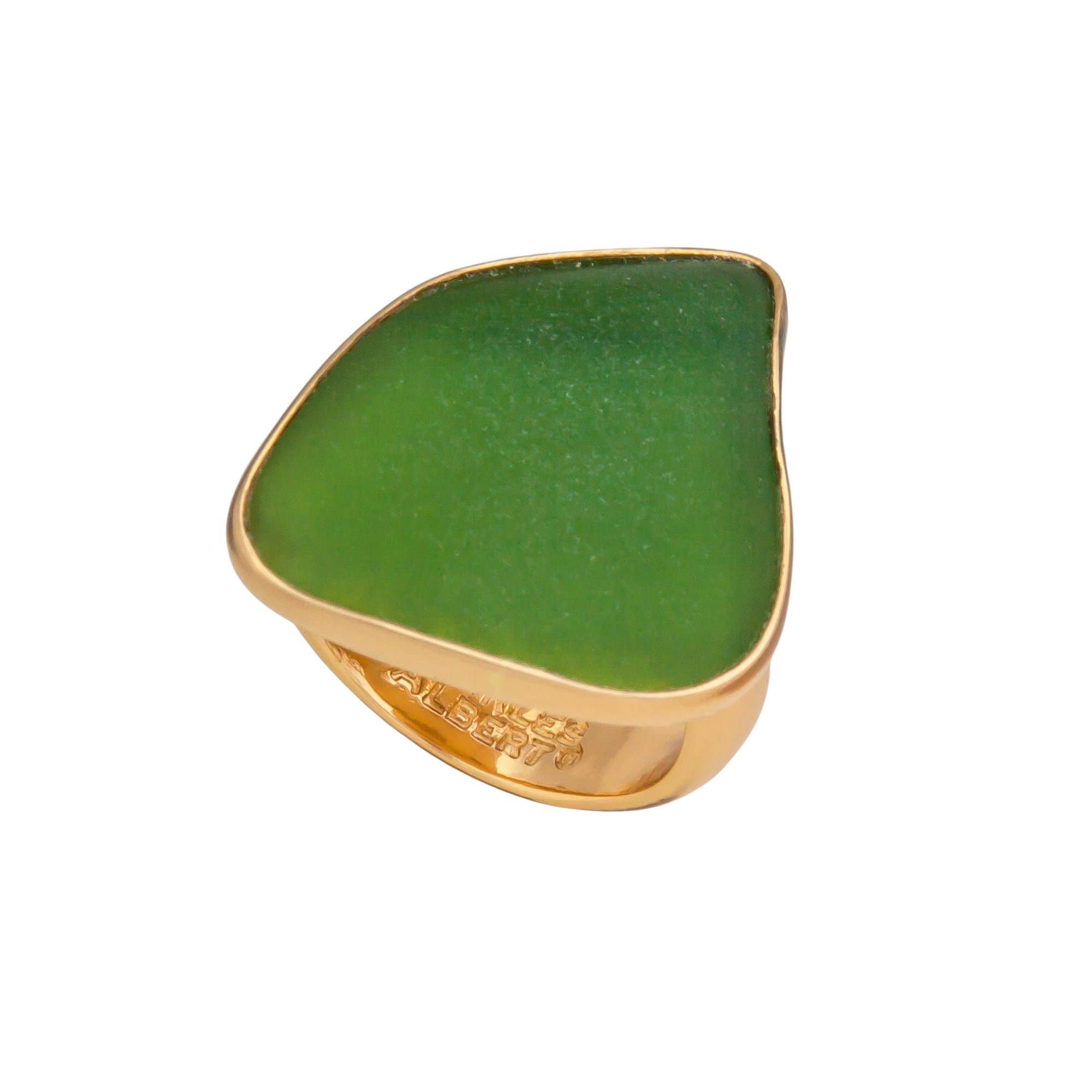 GREEN BY CHARLES ALBERT BEACH RECYCLED SEA GLASS ADJUSTABLE RING